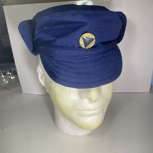 Vintage Romanian POLICE SURPLUS PATROL Hat Cap W/METAL PIN STAR